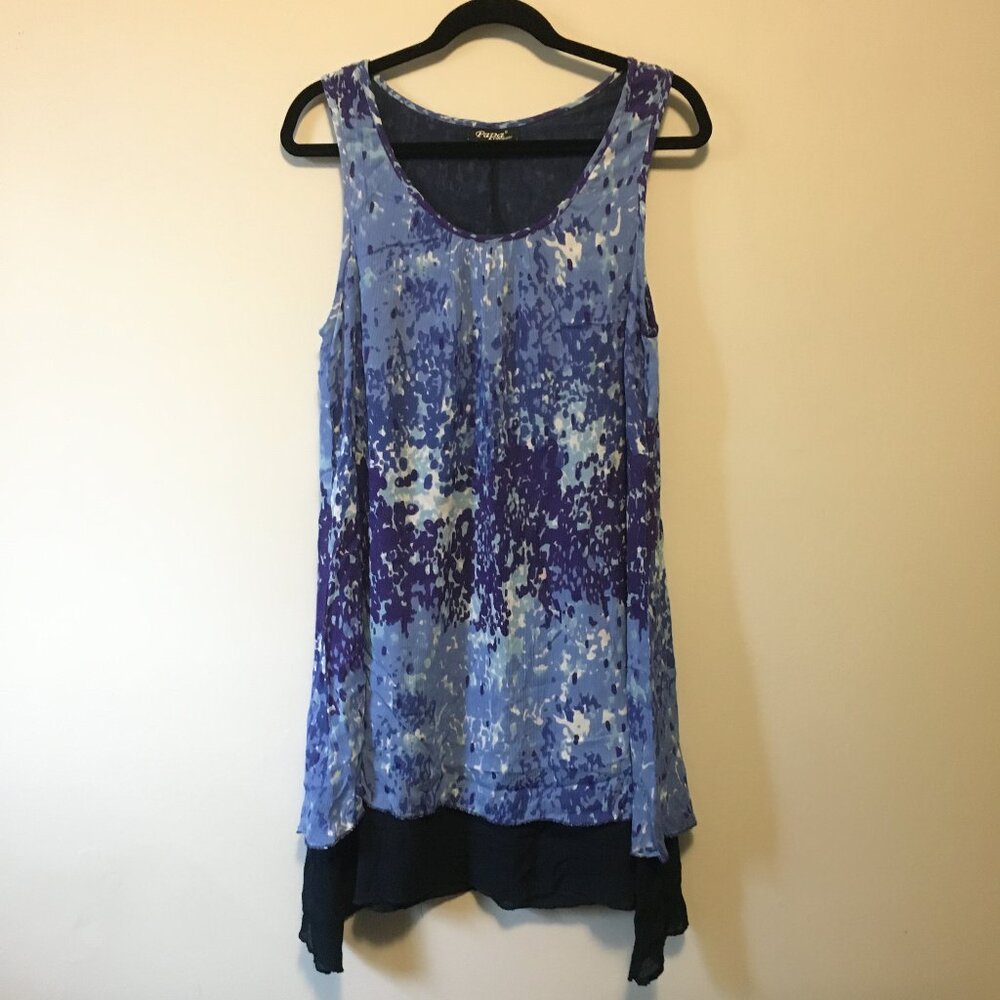 Papa Vancouver Flowy Bi-layer Sleeveless Rayon Boho Dress M